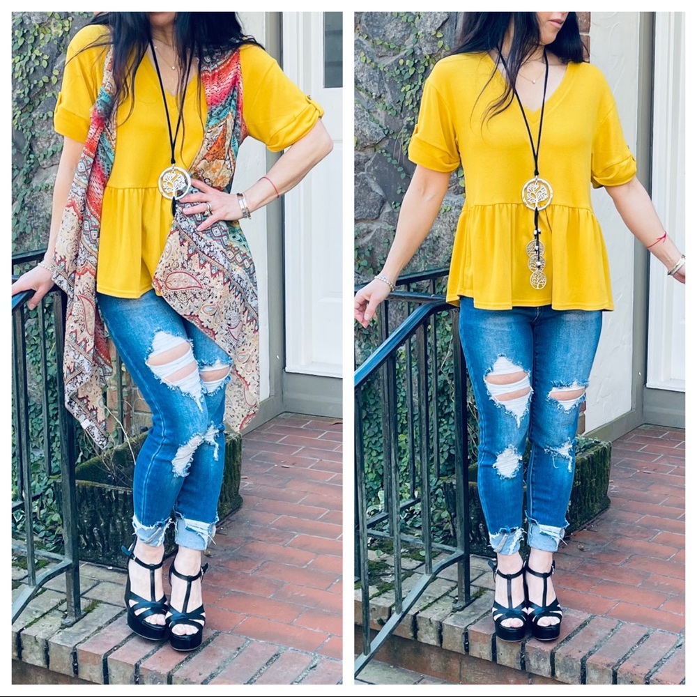 ✨LAST ONES SALE✨PRETTY MUSTARD TUNIC TOP - Picture 2 of 6